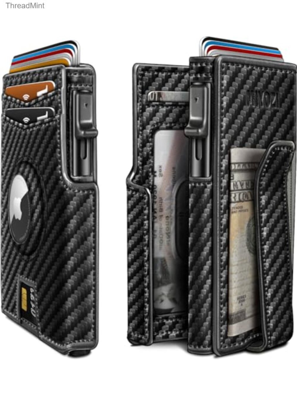 Mens Metal Wallet AirTag Money Clip RFID Blocking Pop Up Card Holder
